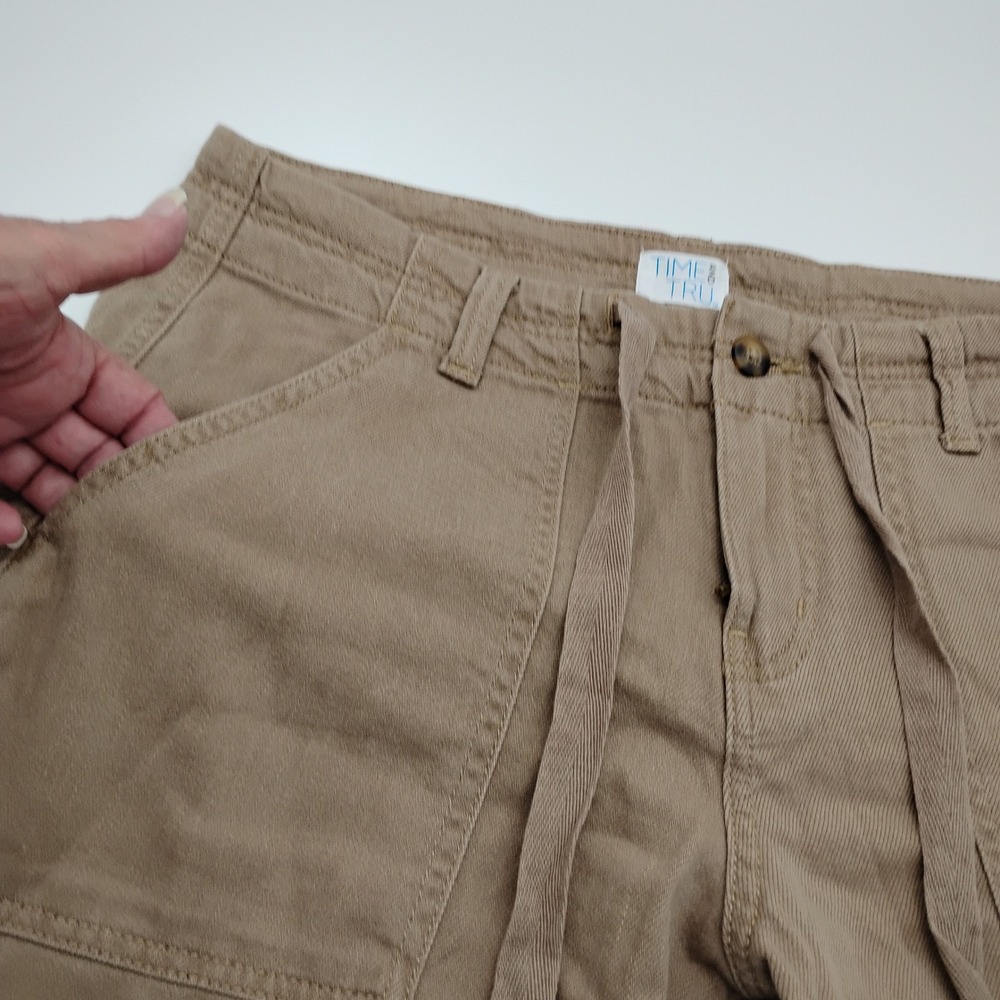 Time and Tru Womens Relaxed Cargo Pants Ermine Brown Wide Leg Tall Size 10 NWT - Picture 5 of 15